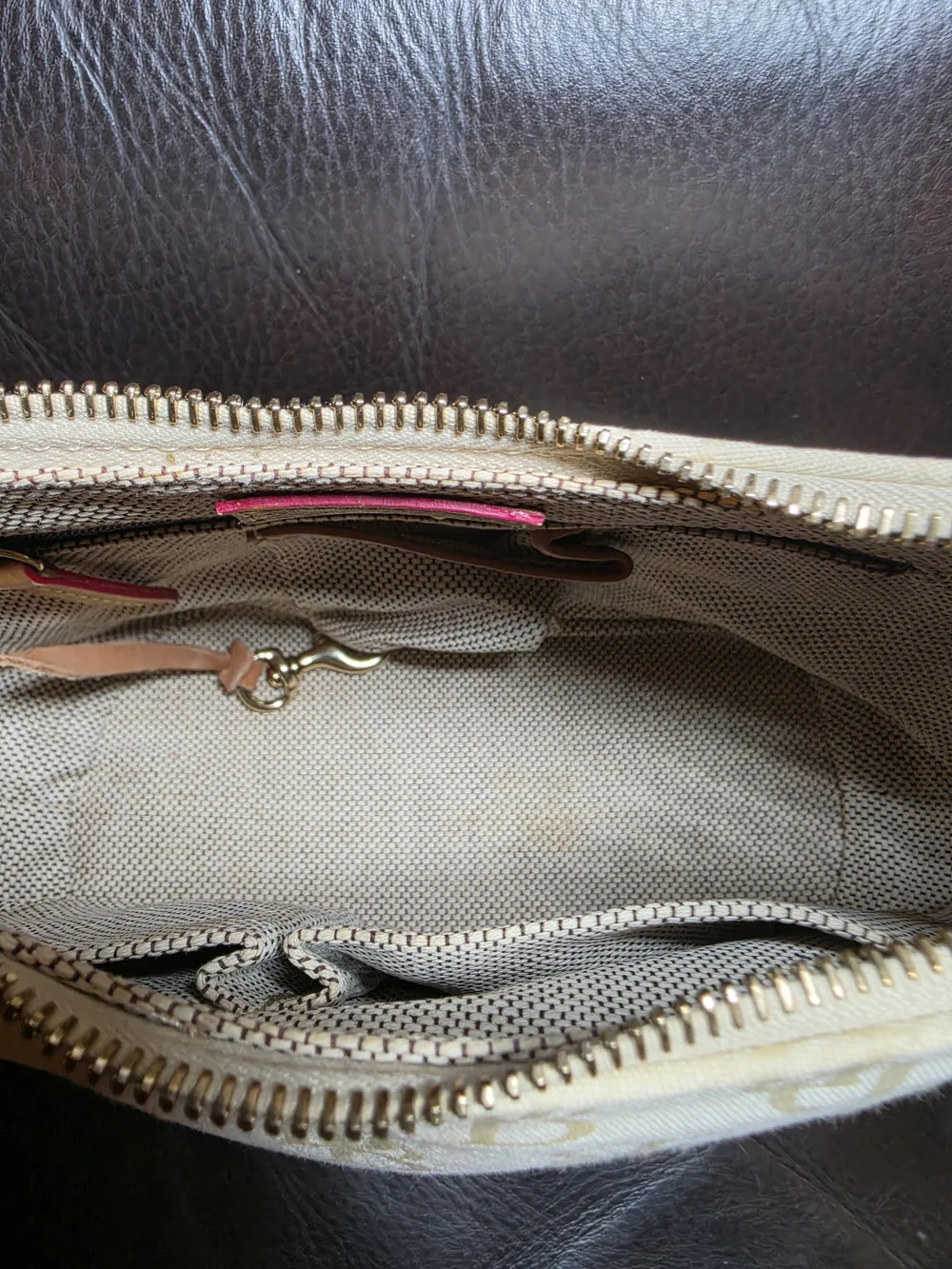 Vintage Y2K Dooney & Bourke Signature DB Monogram Hobo Shoulder Bag Cream